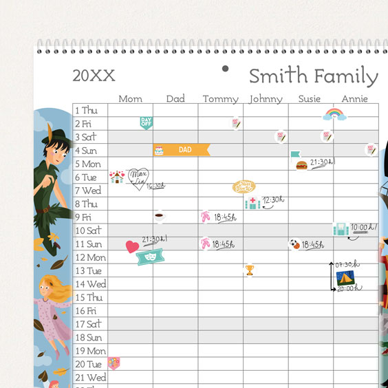 Personalizowany kalendarz rodzinny