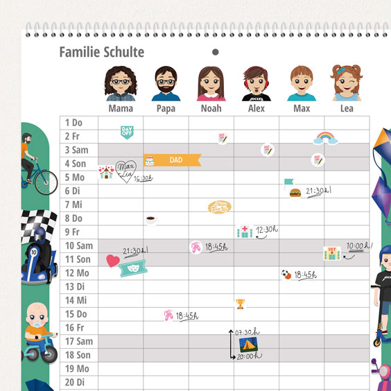 Familienplaner-Kalender mit Twienies
