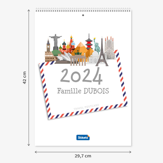 Burde Calendrier 2024, Familial Mural 2024, Avec stickers, 12 mois, 1  mois par feuille