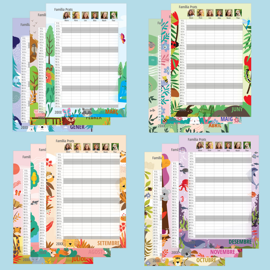 Calendari planificador A4 amb fotos (12 mesos) 2025