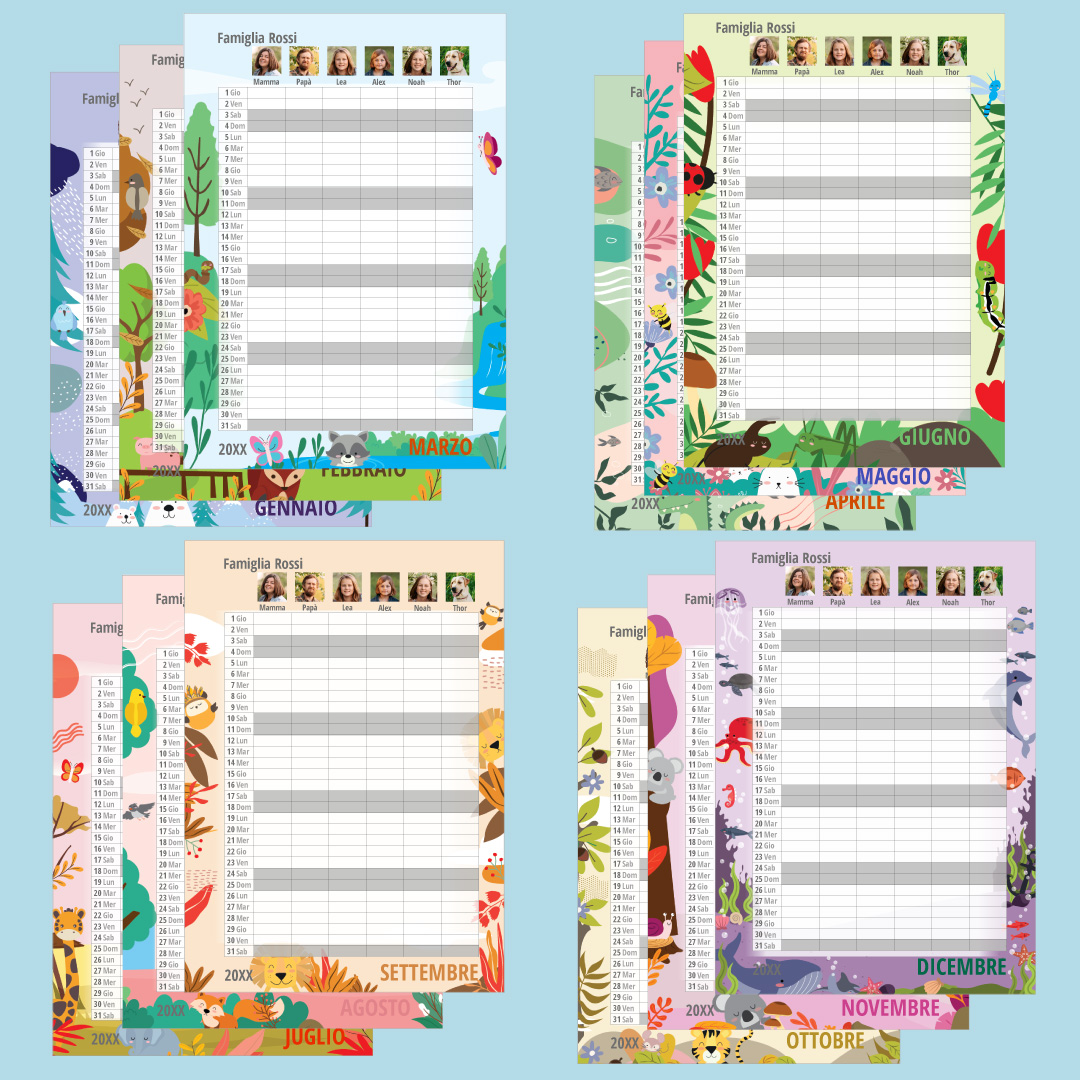 Calendario planner A4 con foto (12 mesi) 2025