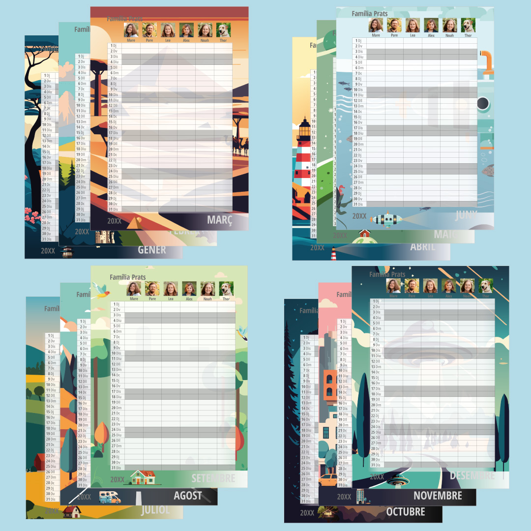 Calendari planificador amb fotos (12 mesos) 2025