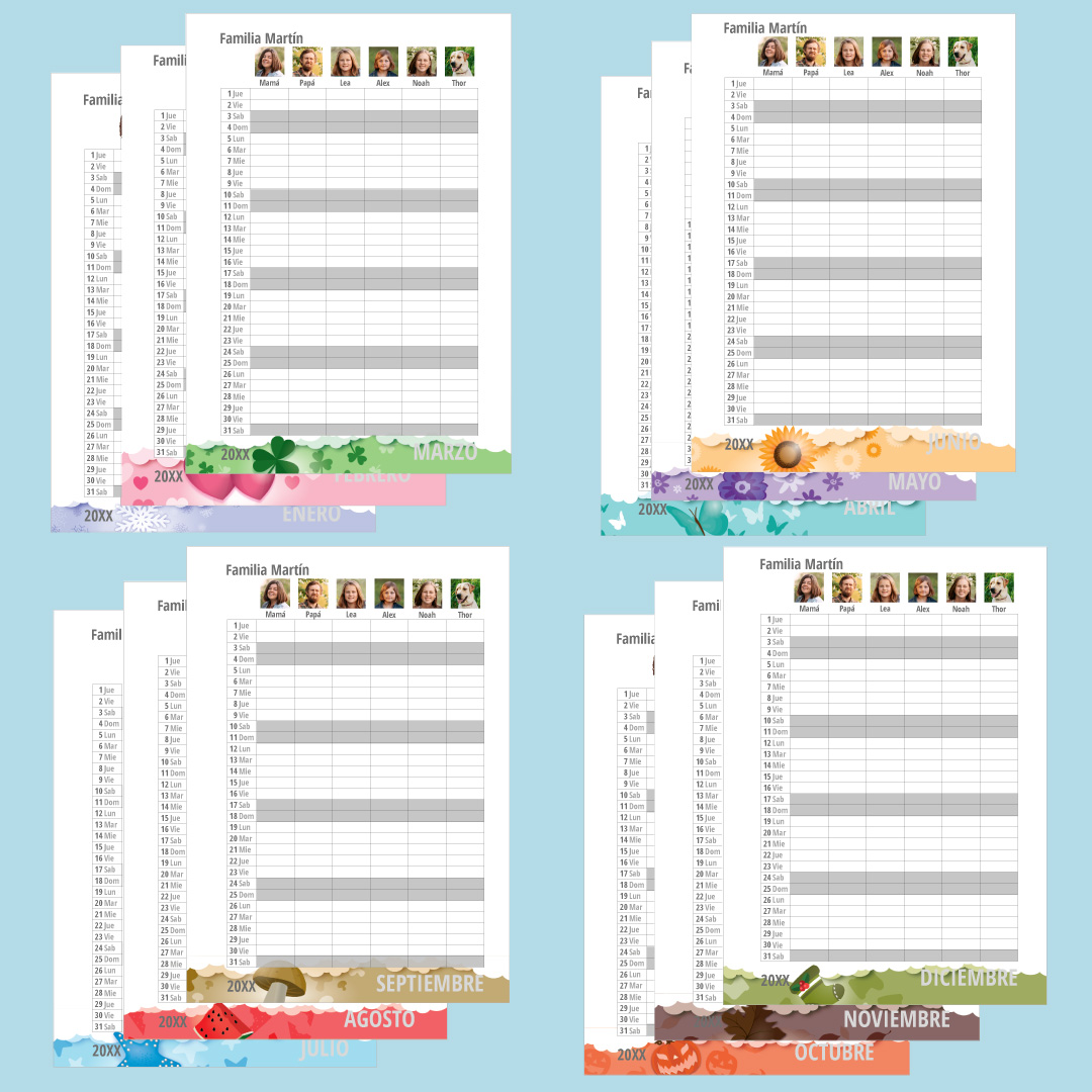 Calendario planificador con fotos (12 meses) 2025