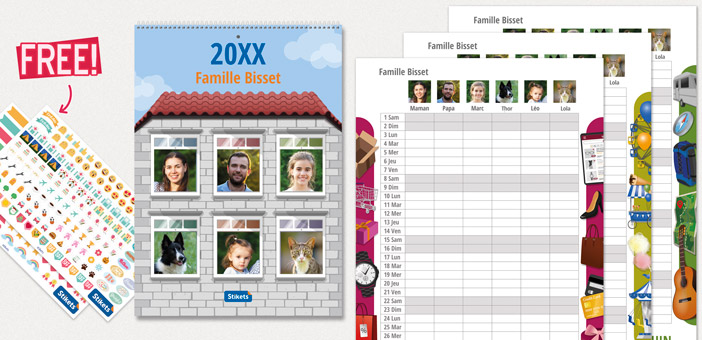 Calendrier A4 avec photos (12 mois) 2026