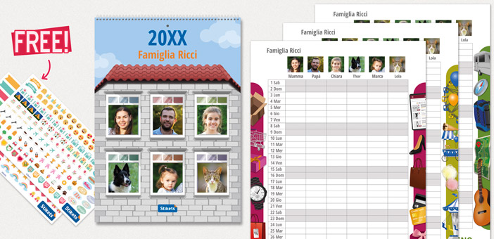 Calendario planner A4 con foto (12 mesi) 2026