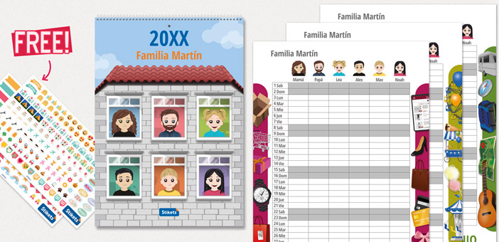 Calendario planificador A4 con Twinies® (12 meses)