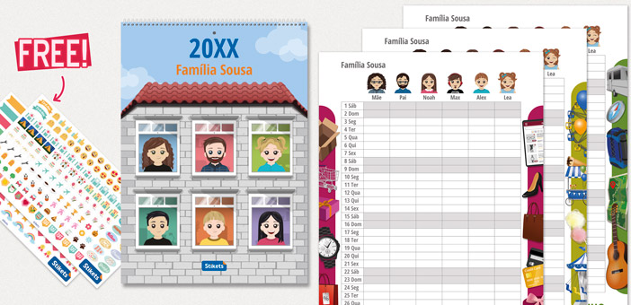 Calendário planificador A4 com Twinies®️(12 meses)