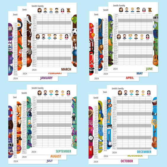 Twinie Family Wall Planner Calendar (12 months)