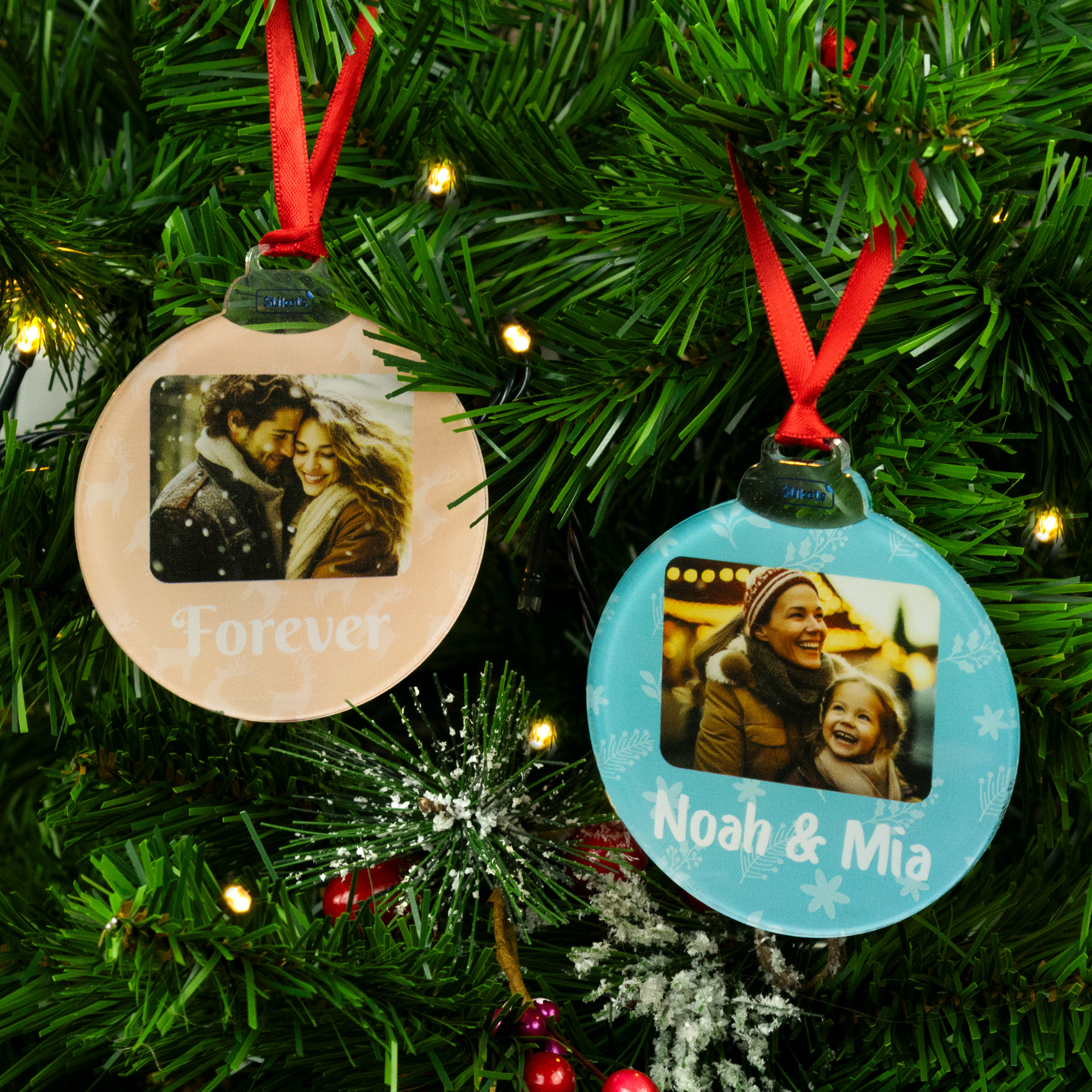 Personalised Christmas Baubles with square picture