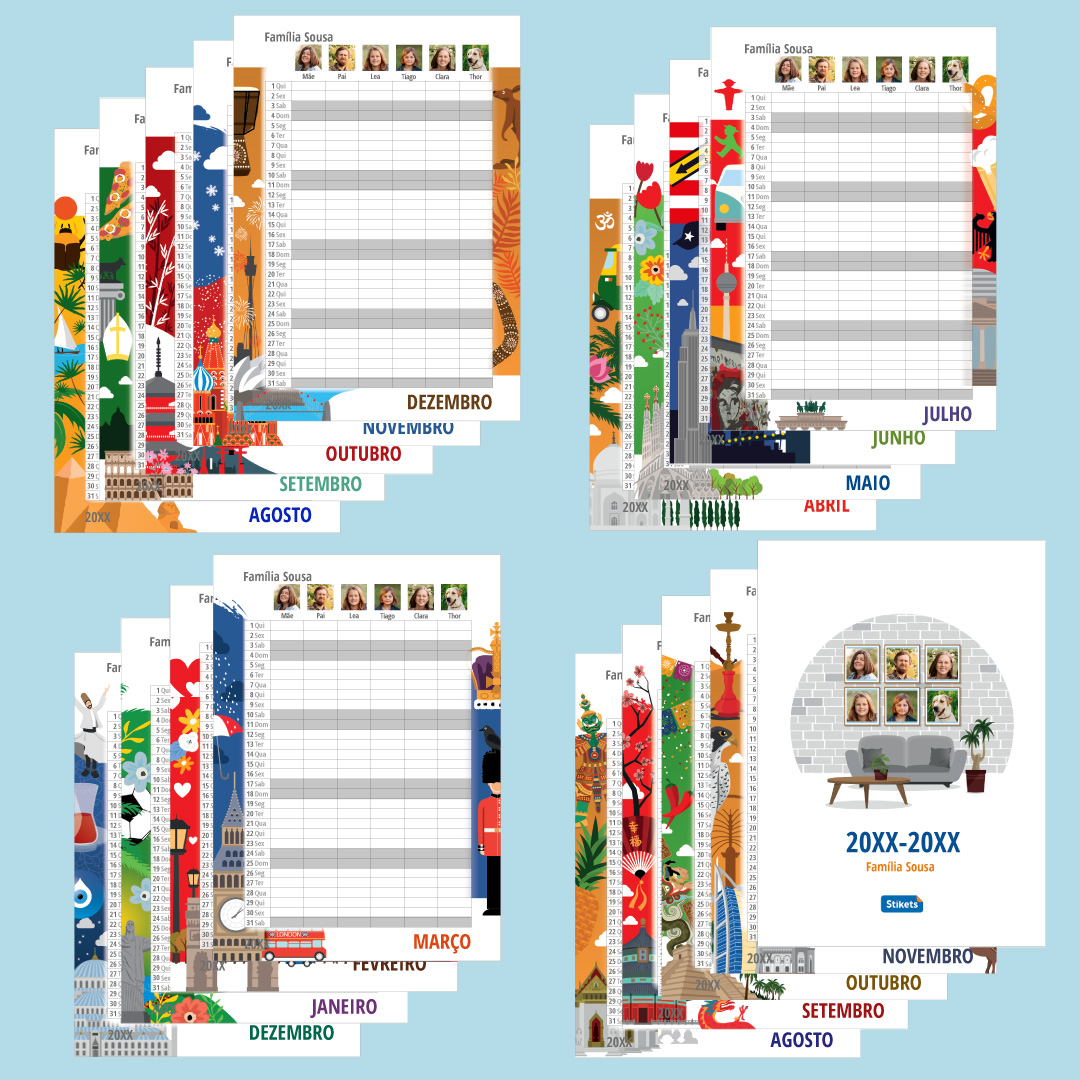 Calendário planificador com fotos (17 meses)