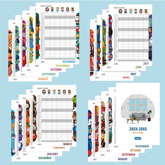 Twinie Family Wall Planner Kalender (17 måneder)