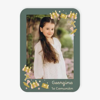 Portafoto personalizado en madera 17 x 12 cm para comuniones
