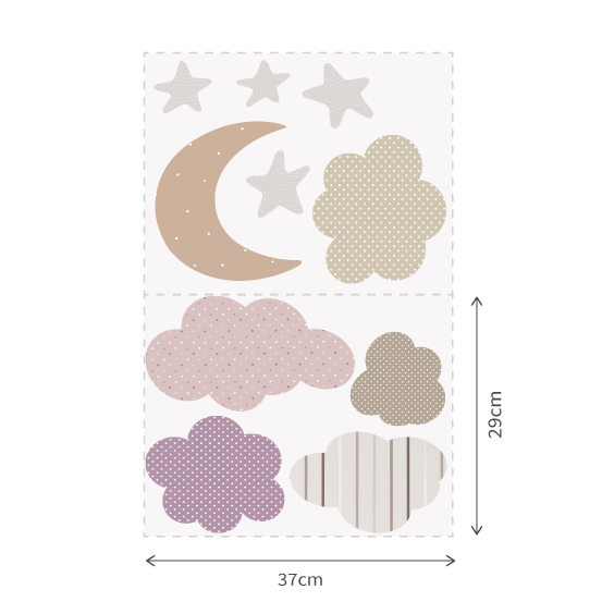 Stickers lune, étoiles, nuages 2