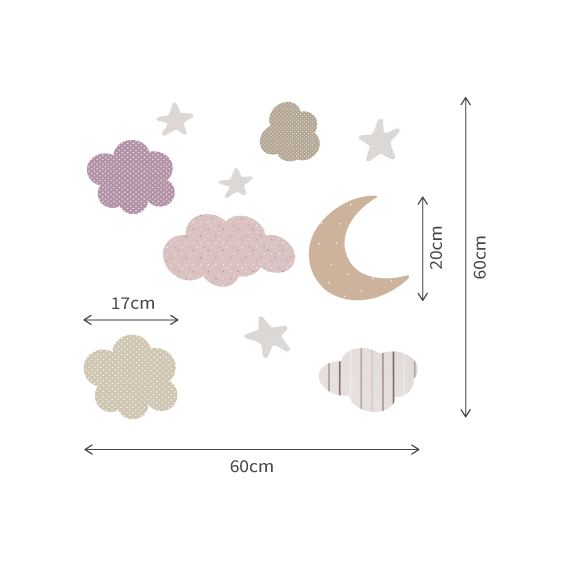 Moon, Clouds and Star Wall Decals 3