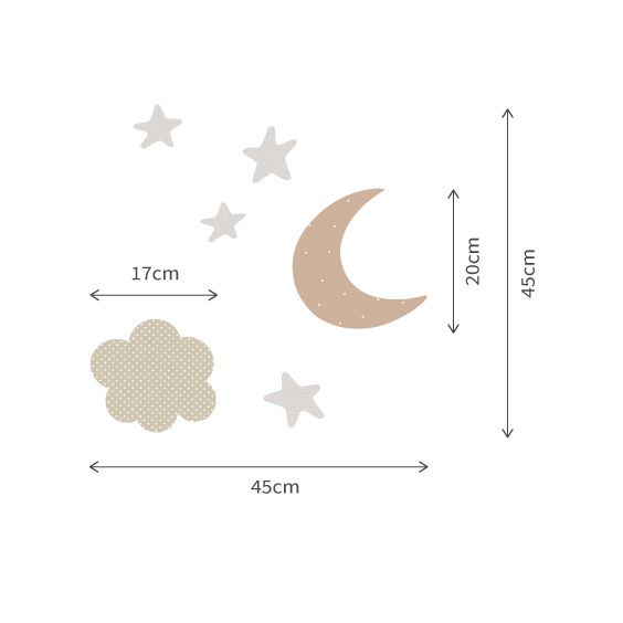 Moon, Cloud and Star Wall Decals