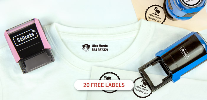 Sello rectangular personalizado para marcar ropa y objetos + 20 etiquetas  adhesivas GRATIS