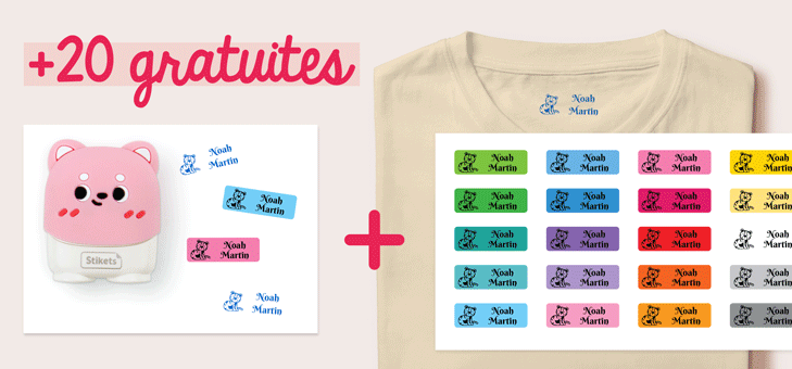 Recevez 20 étiquettes autocollantes GRATUITES avec votre tampon