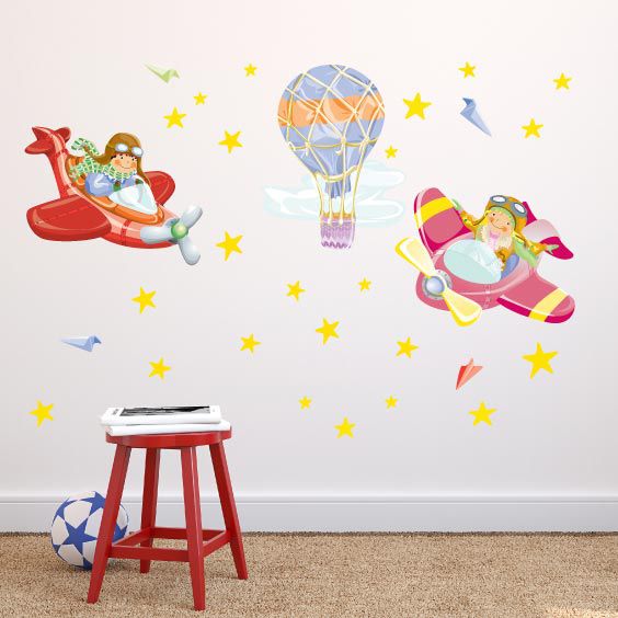 Flyer Children and Globe Wall Decal