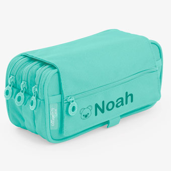 Trousse scolaire triple personnalisée turquoise