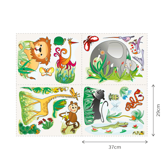 Adesivo murale Animali della giungla personalizzabile