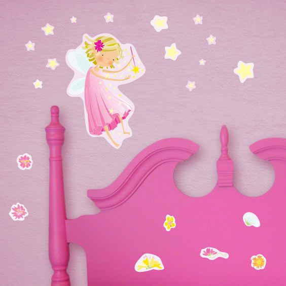 Pink Fairy and Stars Wall Decals