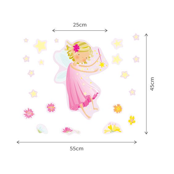 Pink Fairy and Stars Wall Decals