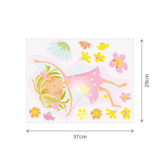 Pink Fairy and Flowers Wall Decals