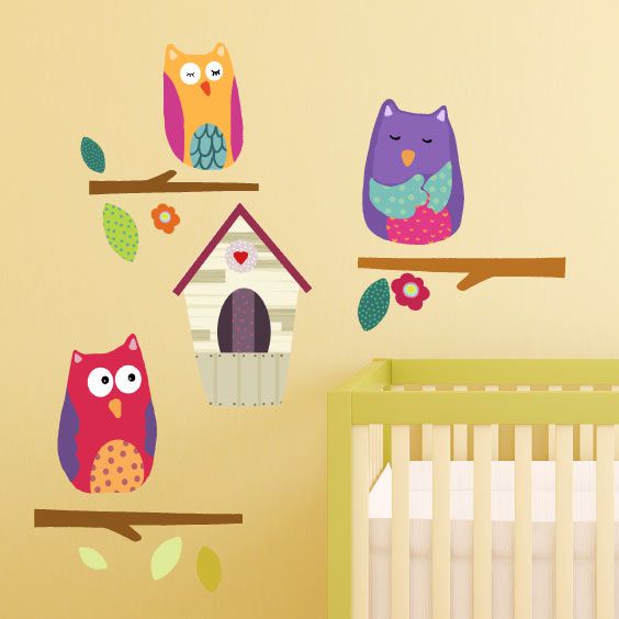 Owls, Branches and Nest 2 Wall Decals