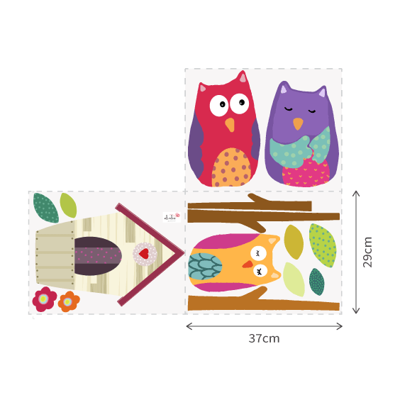 Owls, Branches and Nest 2 Wall Decals