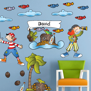 Customisable Pirate Island Wall Decals with name