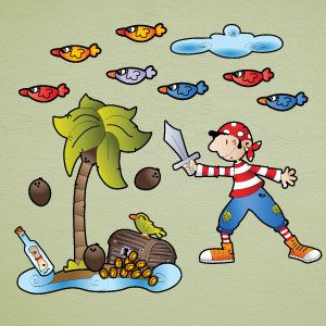 Pirate in the island wall stickers