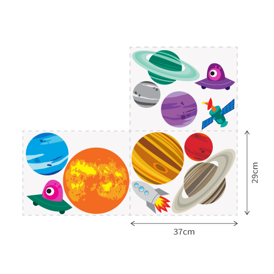 Planets and Space Rocket Wall Decal 3