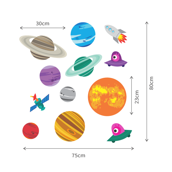 Stickers planètes et fusée
