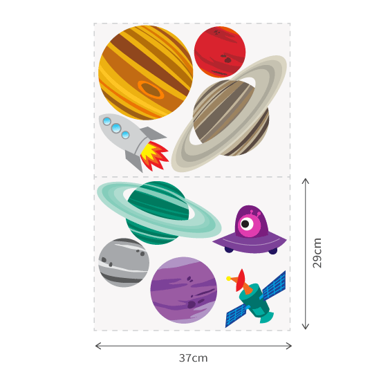 Planets and Space Rocket Wall Decal 2