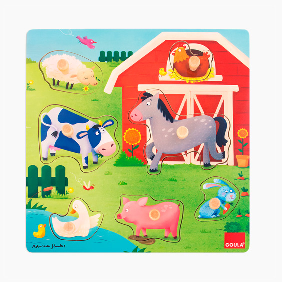 Puzzle bois enfant - Animaux de la ferme de Goula - Stikets