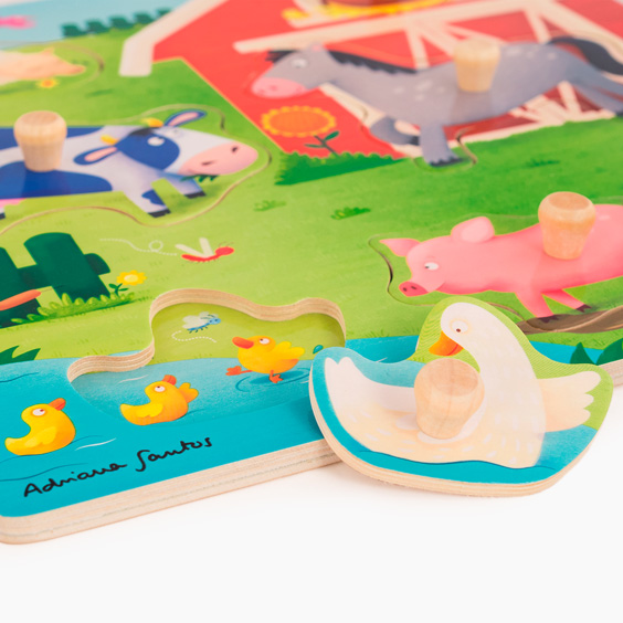 Puzzle bois enfant - Animaux de la ferme de Goula - Stikets