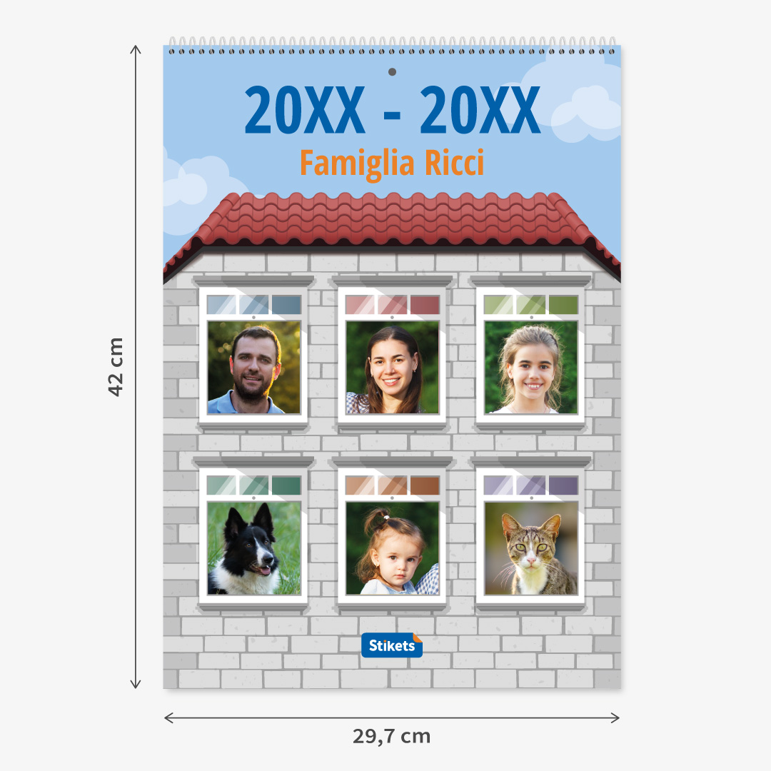 Calendario planner familiare A3 con foto (17 mesi) 25/26