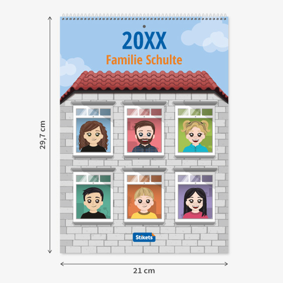 Familienplaner-Kalender A4 mit Twinies️ 2025 (12 Monate)