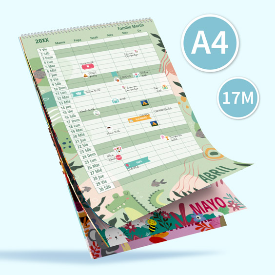 Calendario planificador A4 familiar (17 meses) 24/25