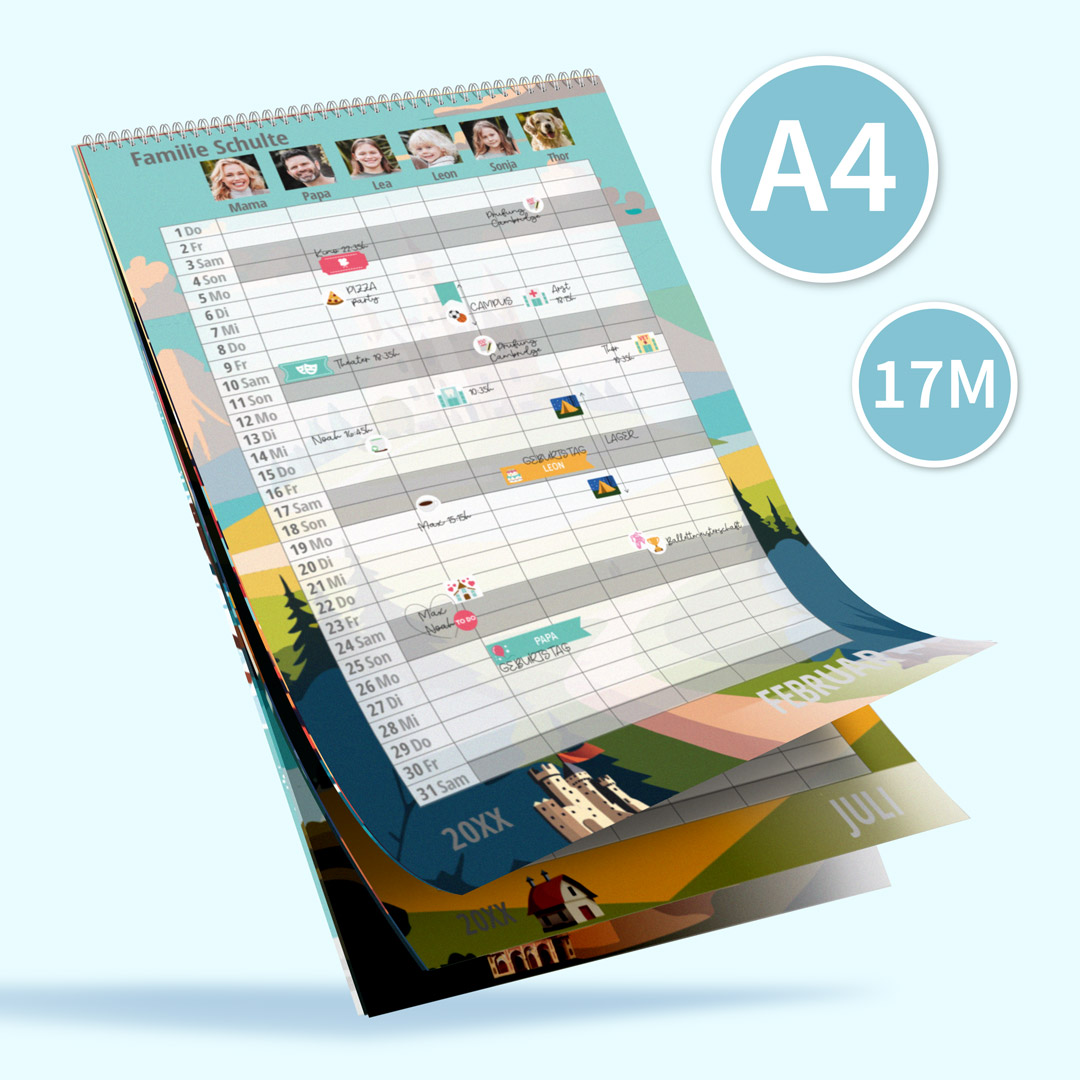 A4-Fotokalender personalisiert (17 Monate) 2025/26