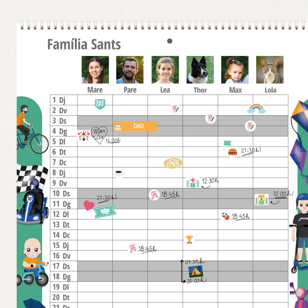 Calendari planificador familiar A3 amb fotos (17 mesos) 25/26