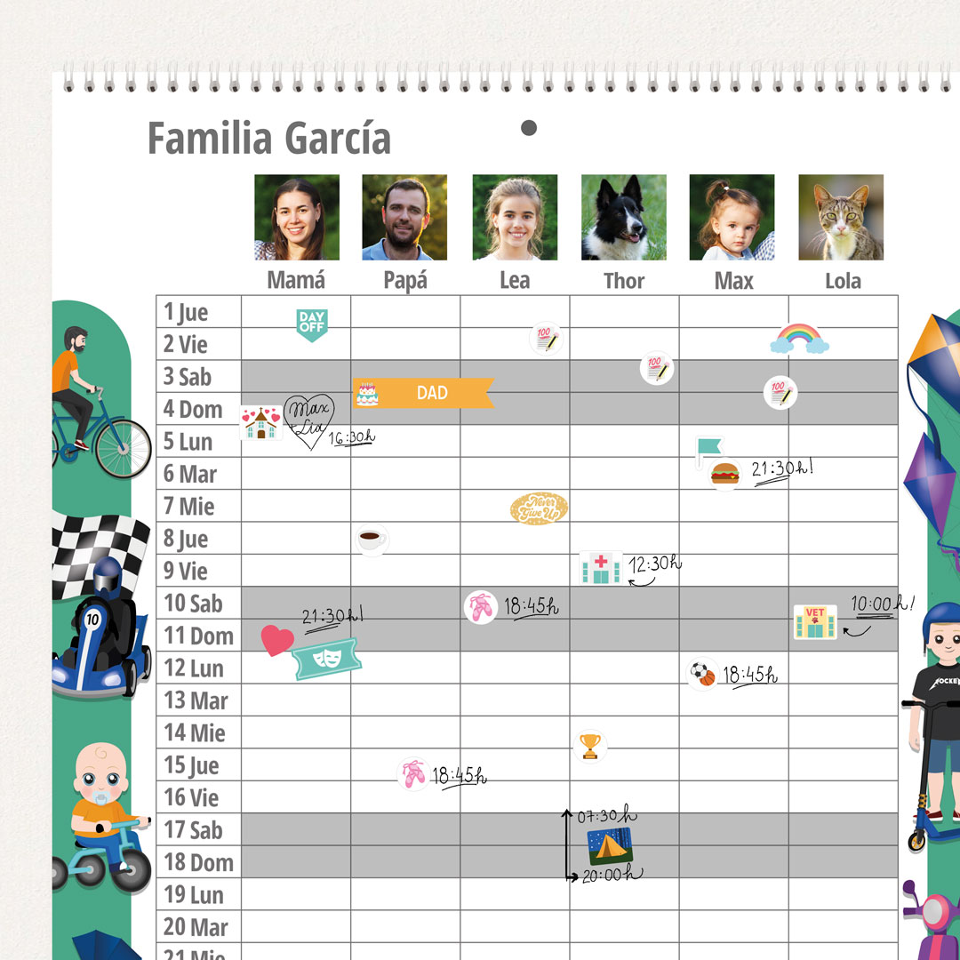 Calendario planificador familiar A3 con fotos (17 meses) 25/26