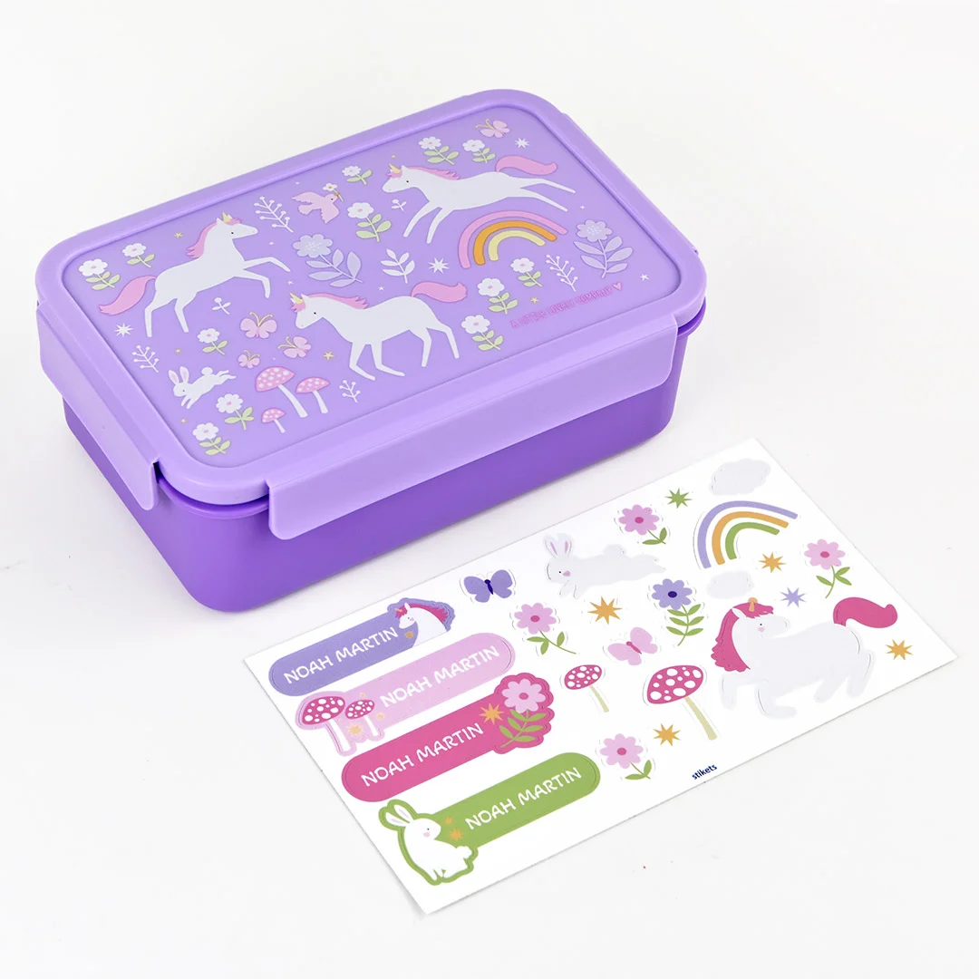 Boîte à goûter A Little Lovely Company Unicorn Dreams personnalisée pour enfant