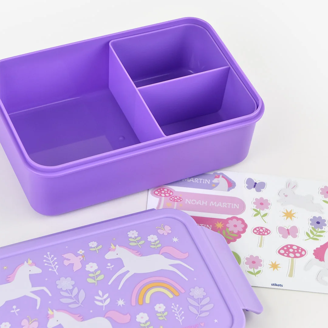 Boîte à goûter A Little Lovely Company Unicorn Dreams personnalisée pour enfant