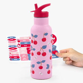 Gourde isotherme en acier inoxydable personnalisable Cherries A Little Lovely Company