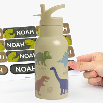 Gourde isotherme en acier inoxydable Dinosaures A Little Lovely Company personnalisée pour enfants