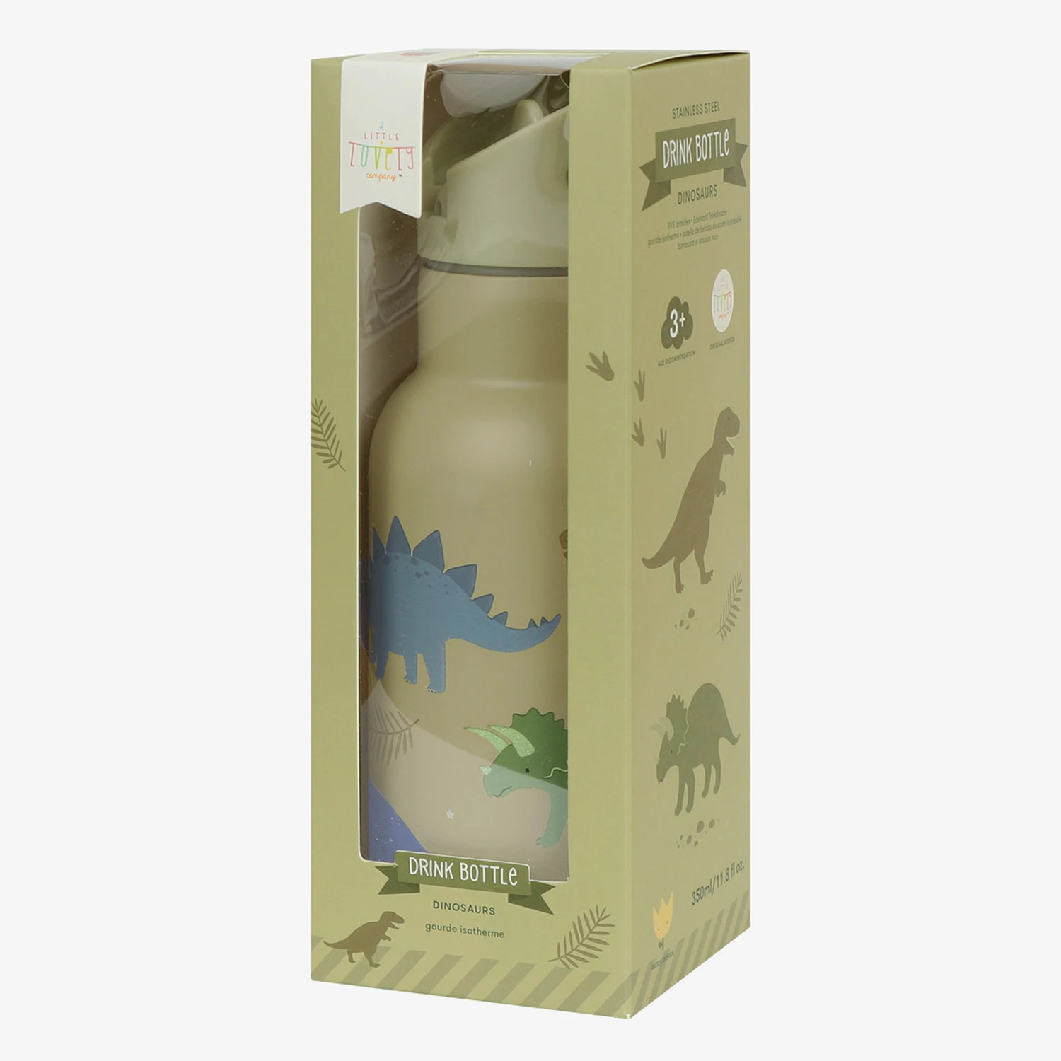 Gourde isotherme en acier inoxydable Dinosaures A Little Lovely Company personnalisée pour enfants