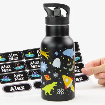 Personalisierbare Edelstahlflasche Galaxy von A Little Lovely Company für Kinder