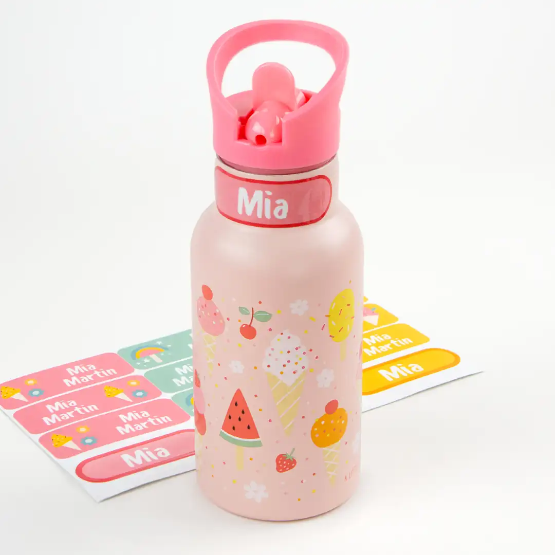 Personalisierbare Edelstahlflasche Ice Cream von A Little Lovely Company für Kinder