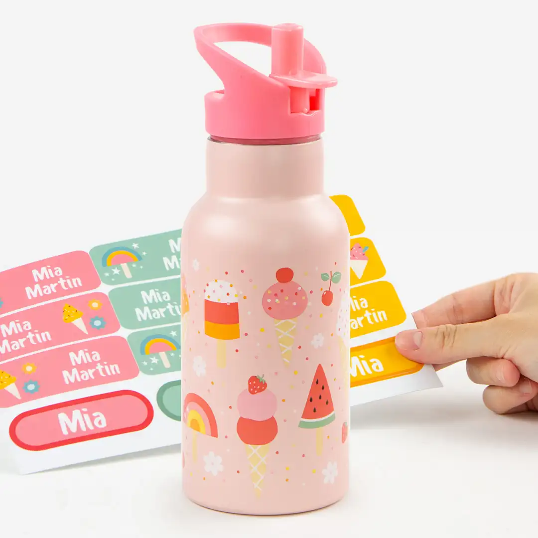 Personalisierbare Edelstahlflasche Ice Cream von A Little Lovely Company für Kinder